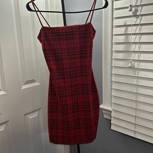 Red and black paid dress. Size Small new with tag